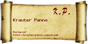 Krauter Panna névjegykártya